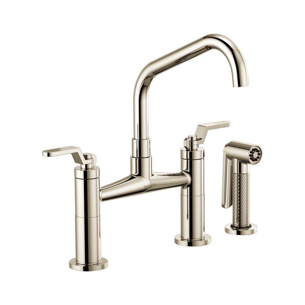 Brizo 62564LF-PN Litze Bridge Facuet With Angled Spout Industrial Handle Polished Nickel