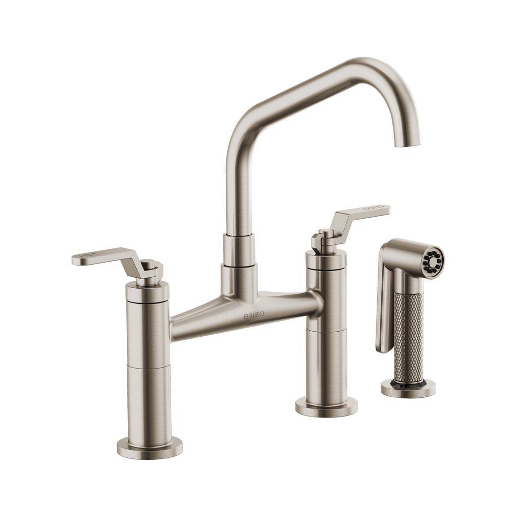 Brizo 62564LF Litze Bridge Facuet With Angled Spout Industrial Handle Stainless