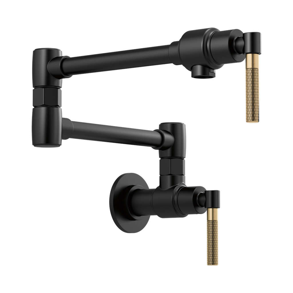 Brizo 62843LF-BLGL Litze Wall Mounted Pot Filler Matte Black Luxe Gold