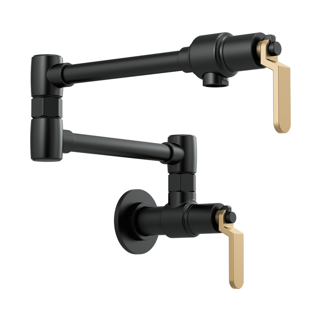 Brizo 62844LF-BLGL Litze Wall Mounted Pot Filler Matte Black Luxe Gold