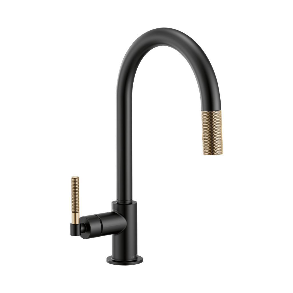 Brizo 63043LF-BLGL Litze Arc Spout Pull Down Knurled Handle Matte Black Luxe Gold