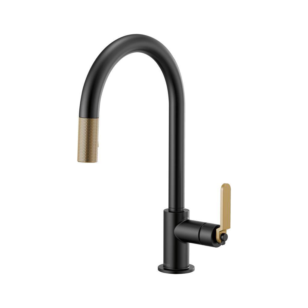 Brizo 63044LF Litze Pull Down Arc Spout Faucet Industrial Handle Luxe Gold Matte Black