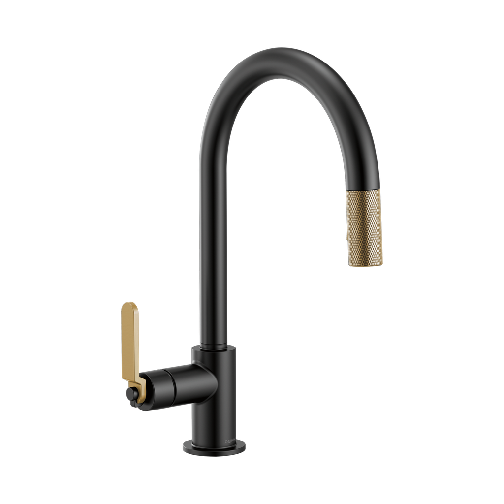 Brizo 63044LF-BLGL Litze Pull Down Arc Spout Faucet Industrial Handle Luxe Gold Matte Black