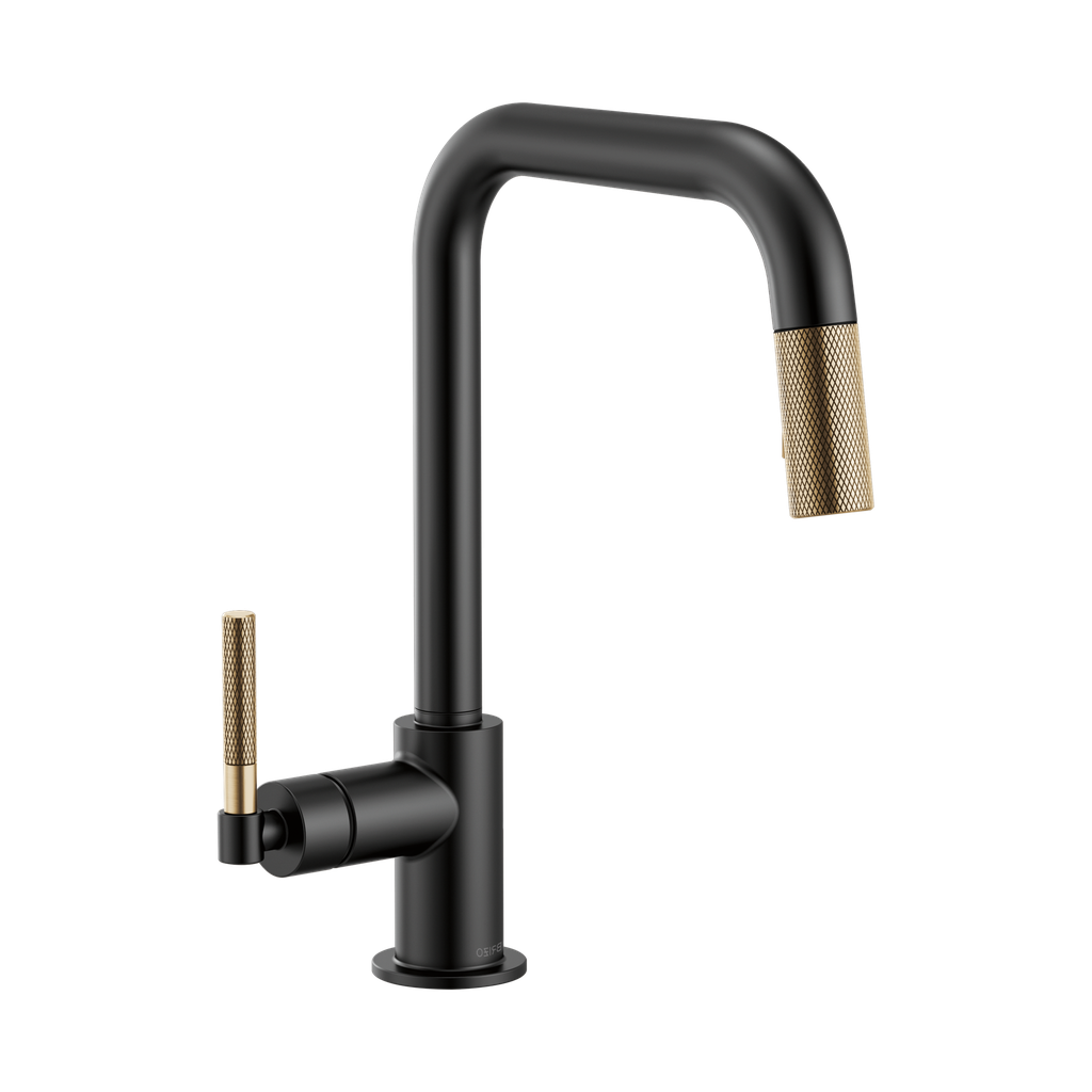 Brizo 63053LF-BLGL Litze Pull Down Square Spout Knurled Handle Faucet Luxe Gold Matte Black