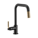 Brizo 63053LF-BLGL Litze Pull Down Square Spout Knurled Handle Faucet Luxe Gold Matte Black