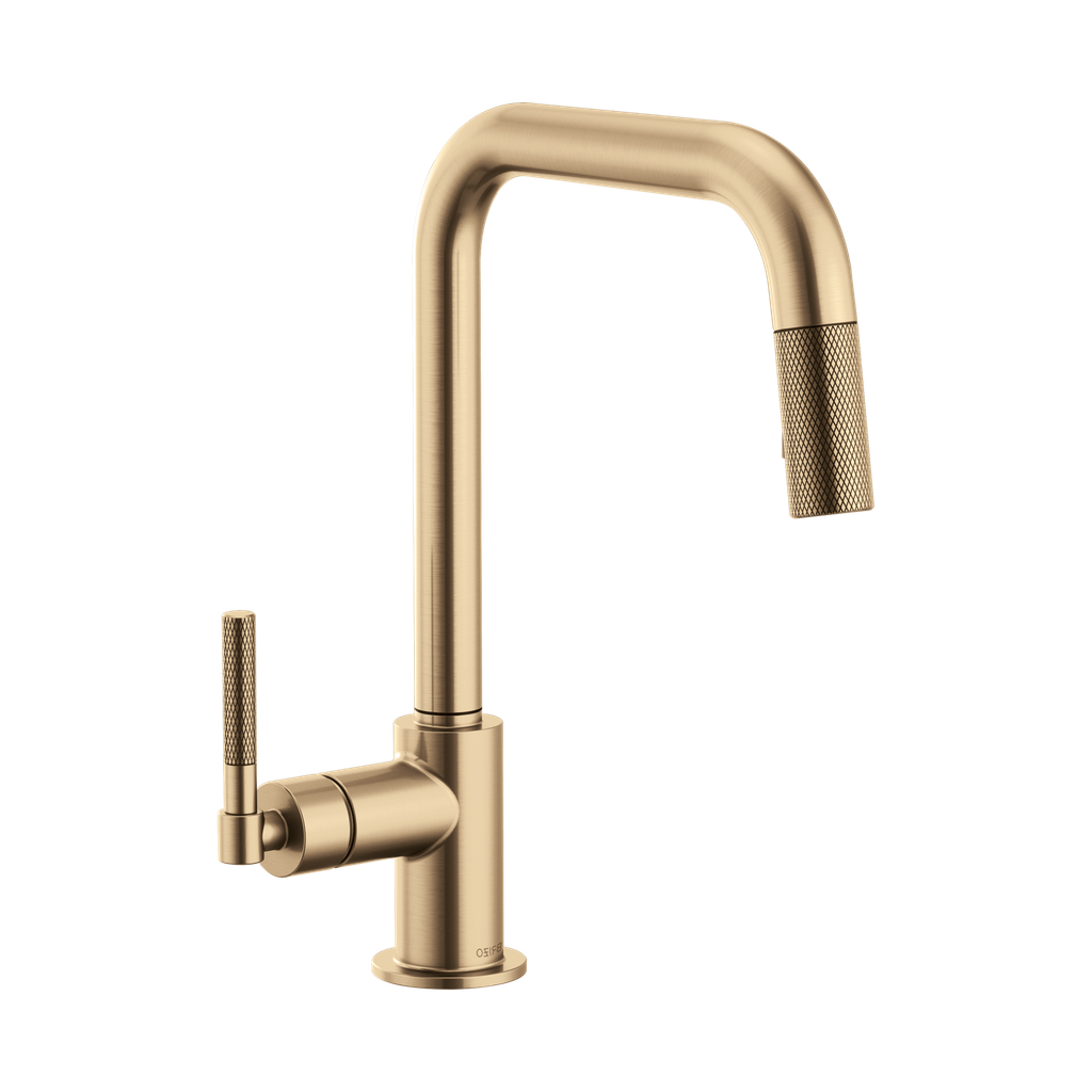 Brizo 63053LF-GL Litze Pull Down Square Spout Knurled Handle Faucet Luxe Gold