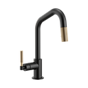 Brizo 63063LF-BLGL Litze Pull Down Angled Spout Knurled Handle Faucet Luxe Gold Matte Black