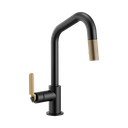 Brizo 63064LF-BLGL Litze Pull Down Angled Spout Kitchen Faucet Matte Black Luxe Gold