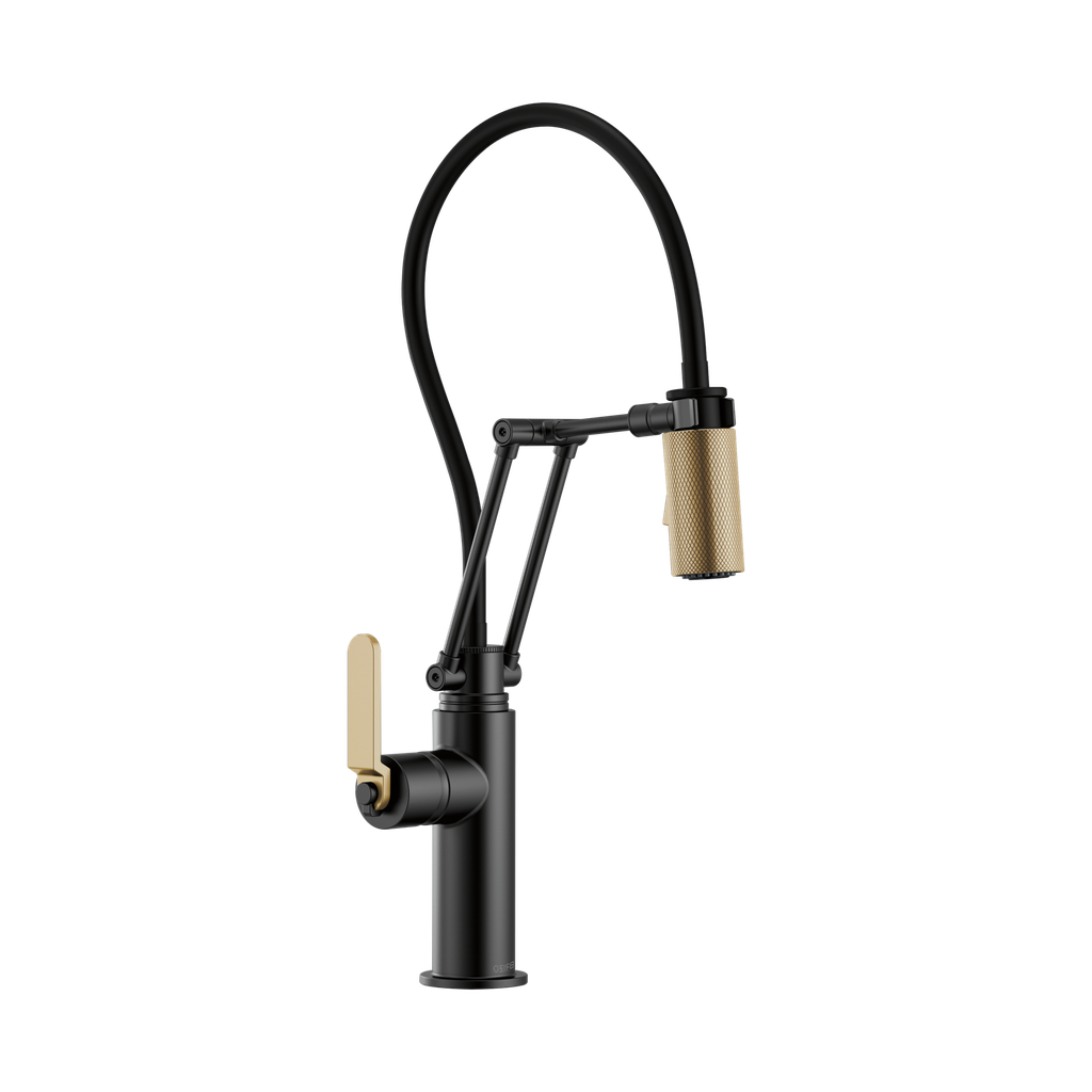 Brizo 63244LF-BLGL Litze Articulating Kitchen Faucet Luxe Gold Matte Black