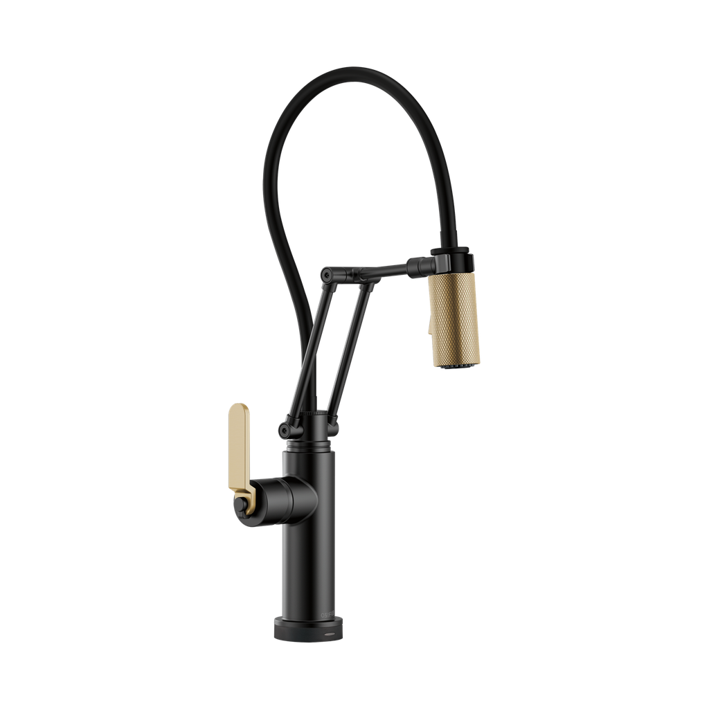 Brizo 64244LF-BLGL Litze Smart Touch Articulating Faucet Matte Black Luxe Gold