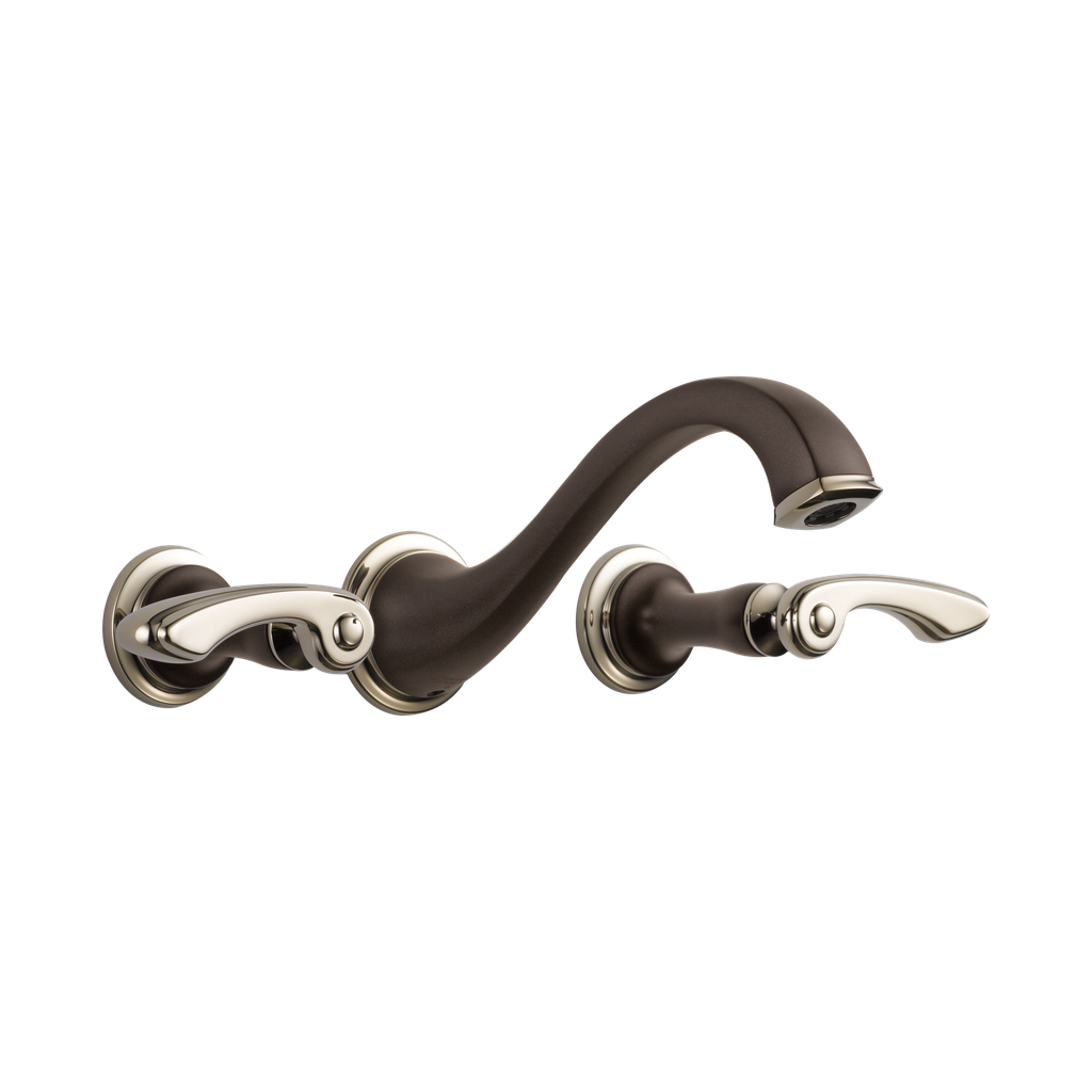 Brizo 65885LF-PNCOLHP Charlotte Wall Mount Lavatory Faucet Less Handles Cocoa Bronze Polished Nickel
