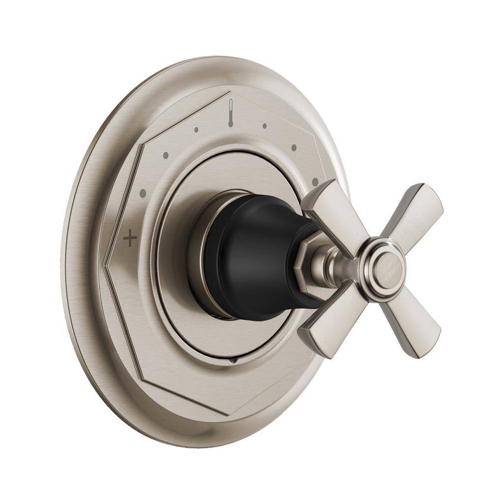Brizo T66T061-NKBL Rook Thermostatic Valve Trim Cross Luxe Nickel Matte Black