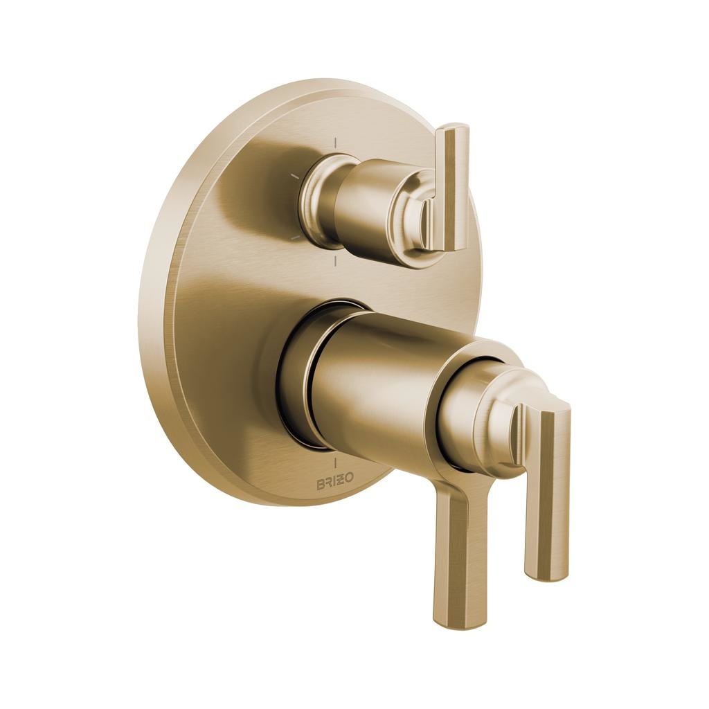 Brizo T75698-GL Tempassure Thermostatic Valve With 6 Function Diverter Trim Luxe Gold