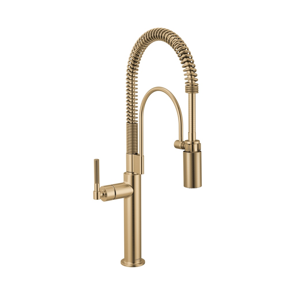 Brizo 63343LF-GL Semi-Professional Kitchen Faucet Knurled Handle Brilliance Luxe Gold