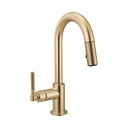 Brizo 63943LF-GL Litze Pull-Down Prep Faucet With Arc Spout Knurled Handle Brilliance Luxe Gold
