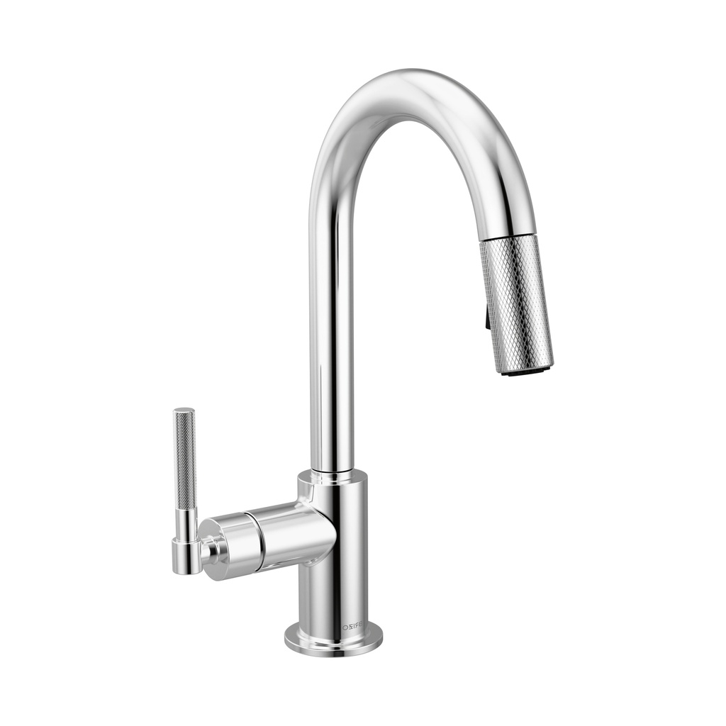 Brizo 63943LF-PC Litze Pull-Down Prep Faucet With Arc Spout Knurled Handle Polished Chrome