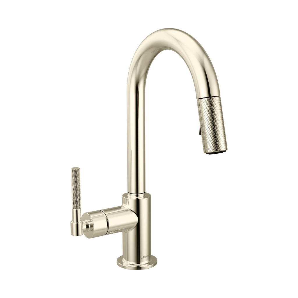 Brizo 63943LF-PN Litze Pull-Down Prep Faucet With Arc Spout Knurled Handle Polished Nickel
