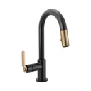 Brizo 63944LF-BLGL Litze Pull-Down Prep Faucet Industrial Handle Matte Black Luxe Gold