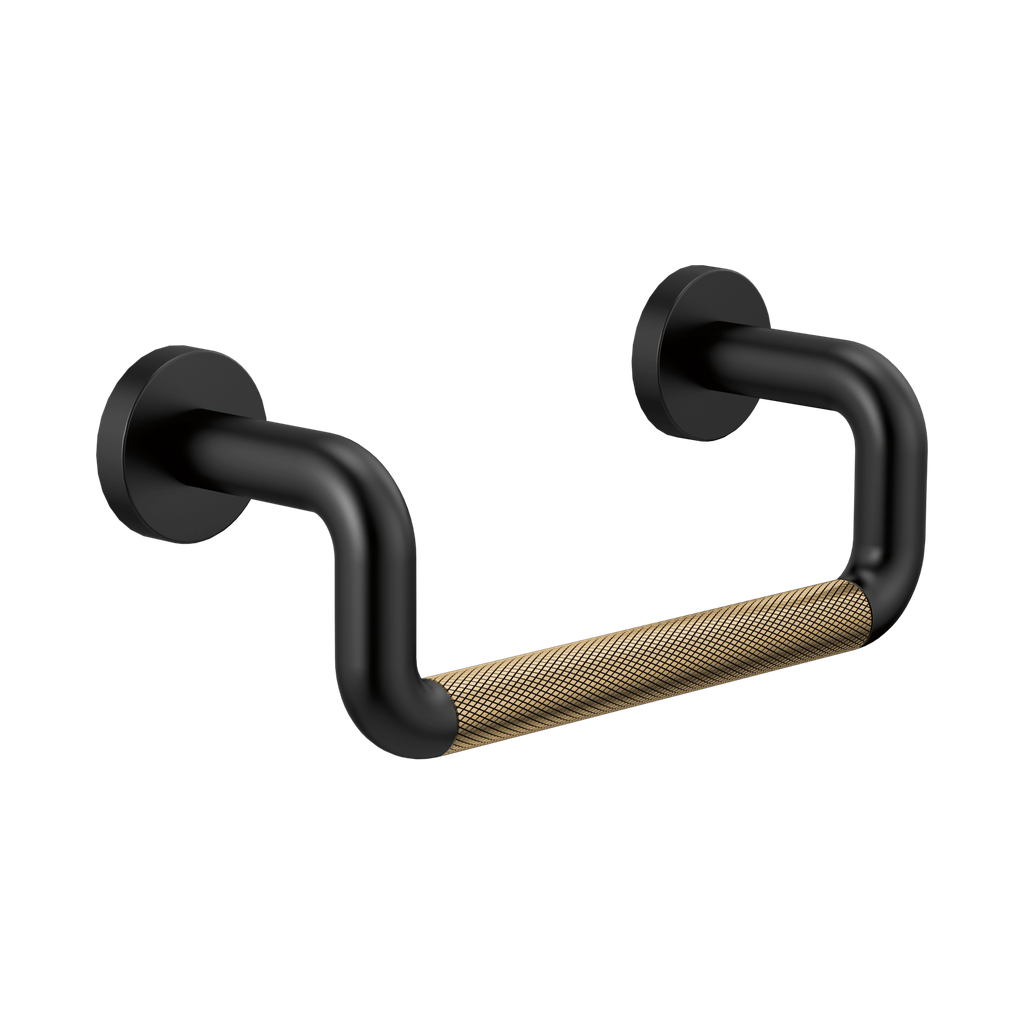 Brizo 694735-BLGL Litze 8" Mini Towel Bar Matte Black Brilliance Luxe Gold