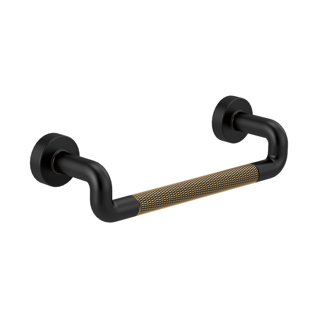 Brizo 699137-BLGL Litze Drawer Pull With Knurling Matte Black Brilliance Luxe Gold