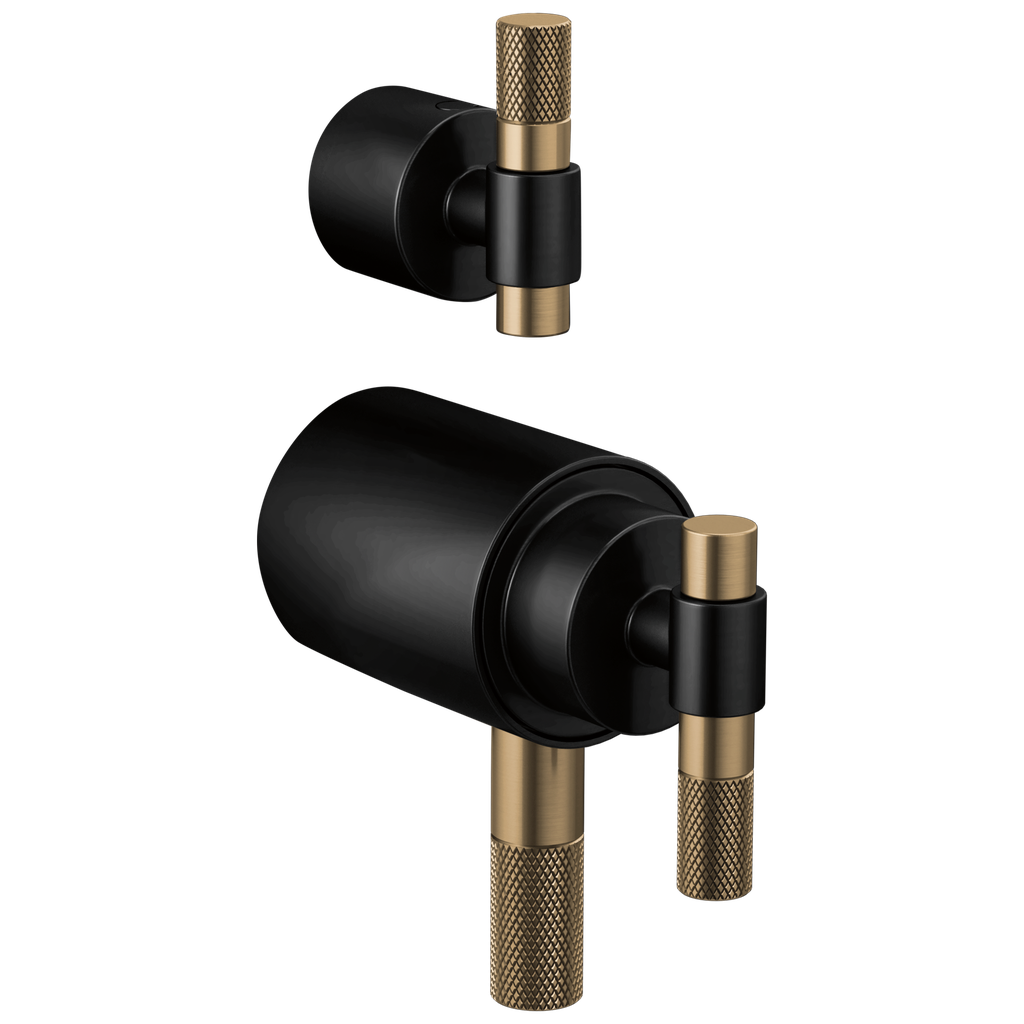 Brizo HL7533-BLGL Litze Thermostatic Valve With Diverter Trim Handle Kit Matte Black Brilliance Luxe Gold
