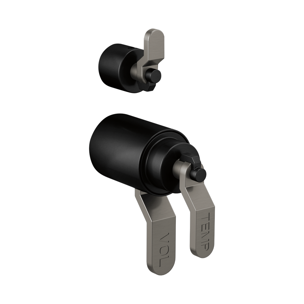 Brizo HL7534-BLSL Litze Thermostatic Valve With Diverter Trim Handle Kit Matte Black Brilliance Luxe Steel