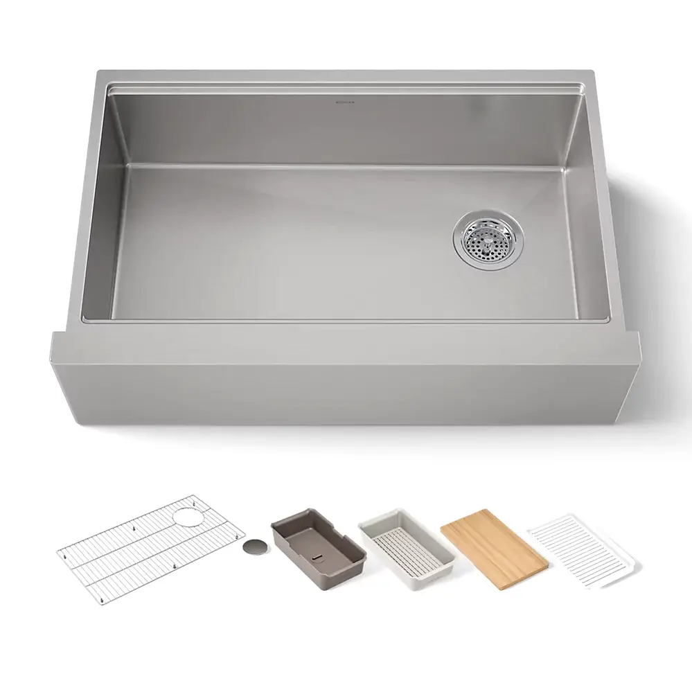 Kohler 33656-PC-NA Strive 32-1/2" Single Bowl Farmhouse Kitchen Sink Stainless Steel
