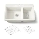 Kohler 8669-3A1-96 Riverby 33" Top Mount Double Bowl Kitchen Sink Biscuit