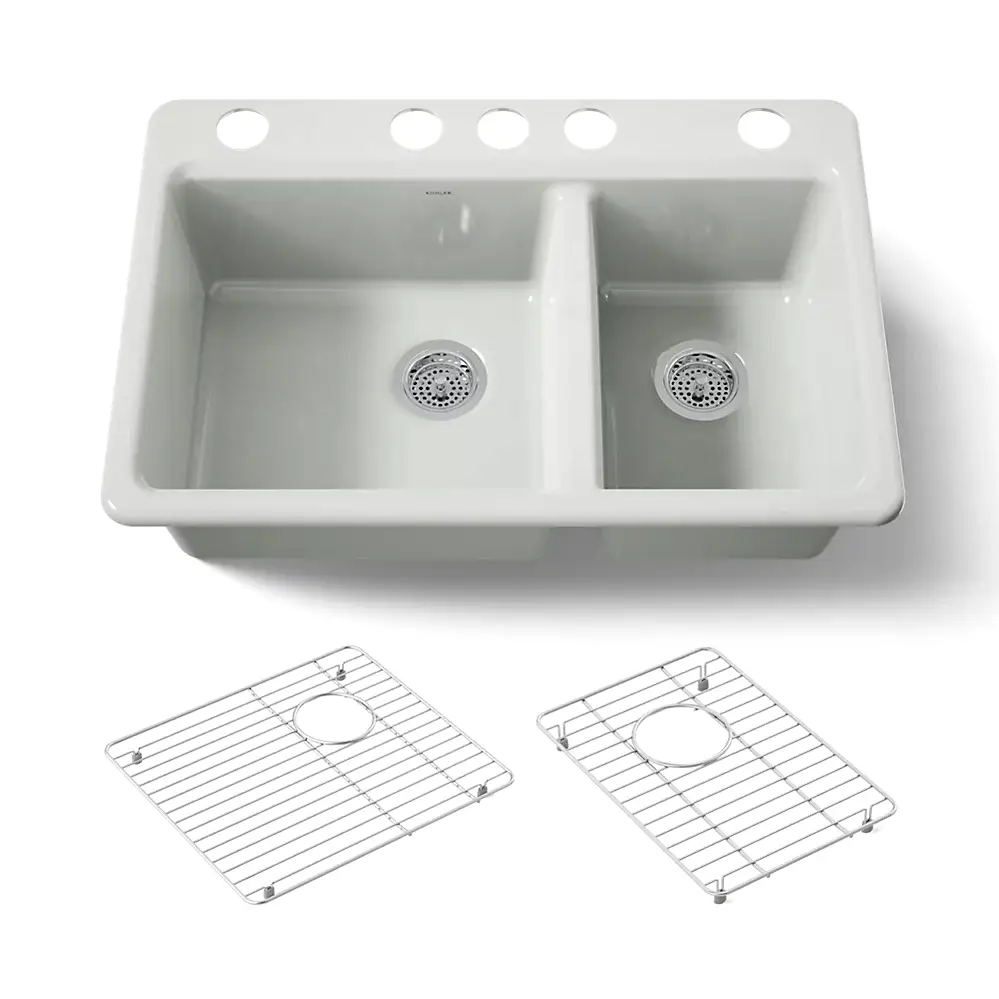 Kohler 8669-5UA1-FF Riverby 33" Undermount Double Bowl Kitchen Sink Sea Salt