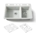 Kohler 8669-5UA1-FF Riverby 33" Undermount Double Bowl Kitchen Sink Sea Salt