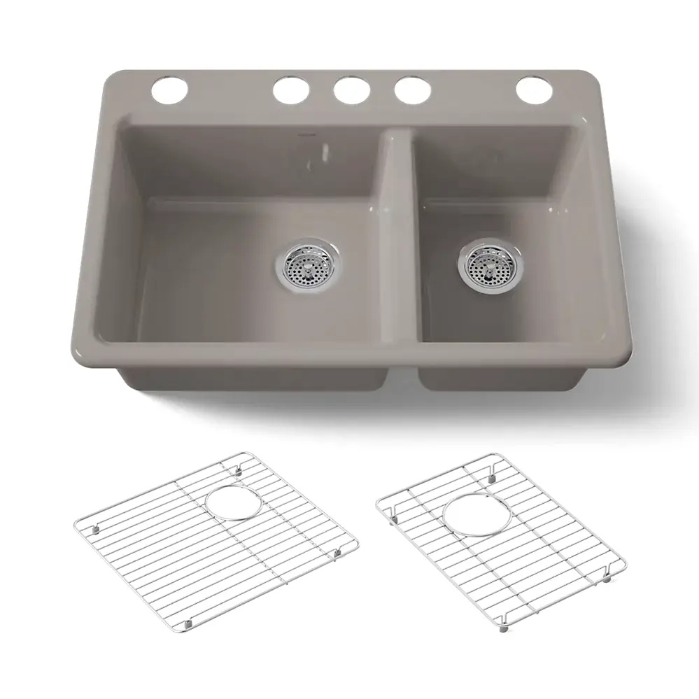 Kohler 8669-5UA1-TRF Riverby 33" Undermount Double Bowl Kitchen Sink Truffle