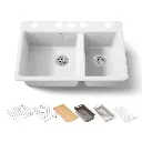 Kohler 8669-5UPC-0 Riverby 33" Undermount Workstation Kitchen Sink White