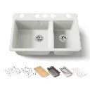Kohler 8669-5UPC-NY Riverby 33" Undermount Workstation Kitchen Sink Dune