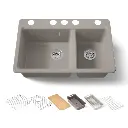 Kohler 8669-5UPC-TRF Riverby 33" Undermount Workstation Kitchen Sink Truffle