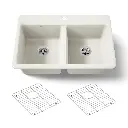 Kohler 8679-1A1-96 Riverby 33" Top Mount Double Bowl Kitchen Sink Biscuit