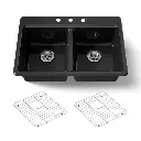 Kohler 8679-3A1-7 Riverby 33" Top Mount Double Bowl Kitchen Sink Black