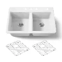 Kohler 8679-4A1-0 Riverby 33" Top Mount Double Bowl Kitchen Sink White