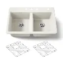 Kohler 8679-4A1-96 Riverby 33" Top Mount Double Bowl Kitchen Sink Biscuit