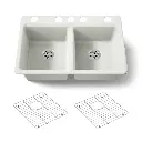 Kohler 8679-5UA1-NY Riverby 33" Undermount Double Bowl Kitchen Sink Dune