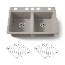Kohler 8679-5UA1-TRF Riverby 33" Undermount Double Bowl Kitchen Sink Truffle