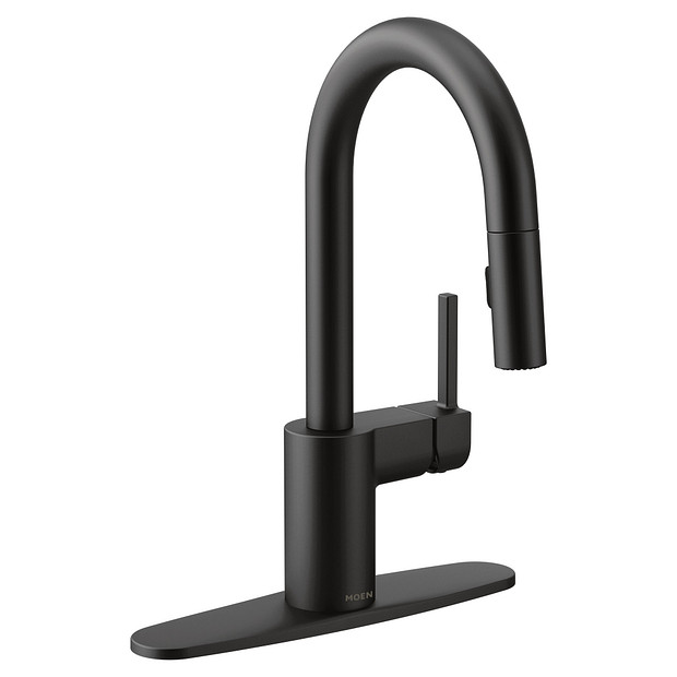 Moen 5965BL Align Matte Black One Handle High Arc Pulldown Bar Faucet
