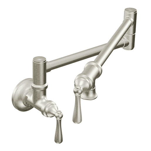 Moen S664SRS Traditional Spot Resist Stainless Two Handle Pot Filler Kitchen Faucet