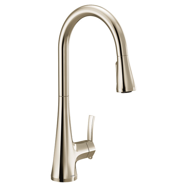 Moen S7235NL Sinema Polished Nickel One Handle High Arc Pulldown Kitchen Faucet