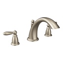 Moen T933BN Brantford Brushed Nickel Two Handle Low Arc Roman Tub Faucet