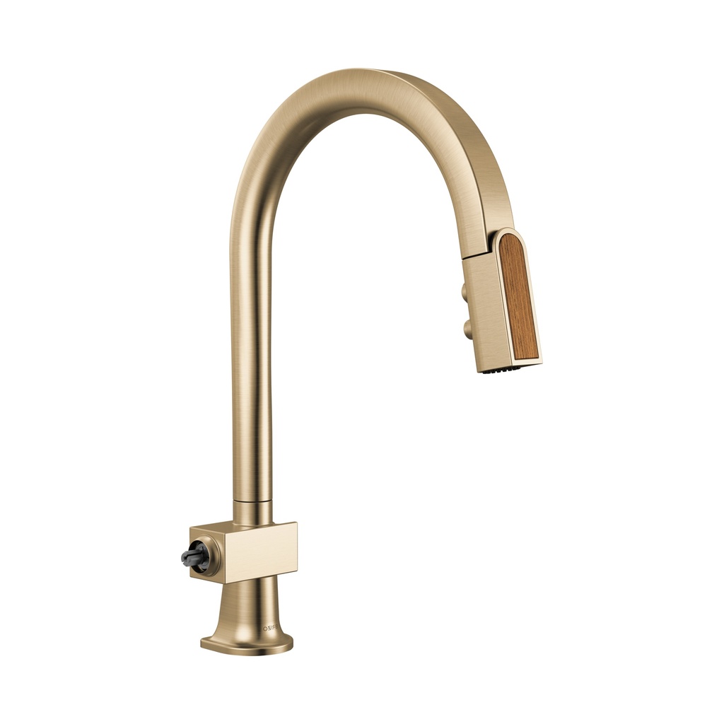 Brizo 63022LF-GLWDLHP Pull-Down Faucet With Arc Spout Less Handle Brilliance Luxe Gold Wood