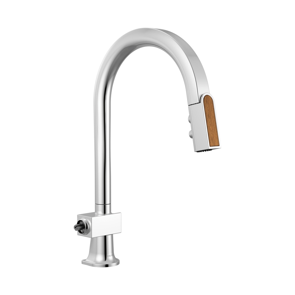 Brizo 63022LF-PCWDLHP Pull-Down Faucet With Arc Spout Less Handle Polished Chrome Wood