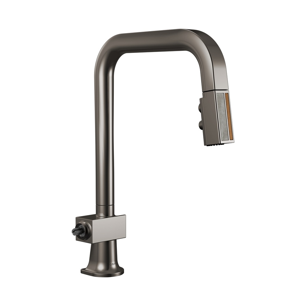 Brizo 63023LF-BNXWDLHP Pull-Down Faucet With Square Spout Less Handle Brilliance Black Onyx Wood