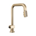 Brizo 63023LF-GLWDLHP Pull-Down Faucet With Square Spout Less Handle Brilliance Luxe Gold Wood