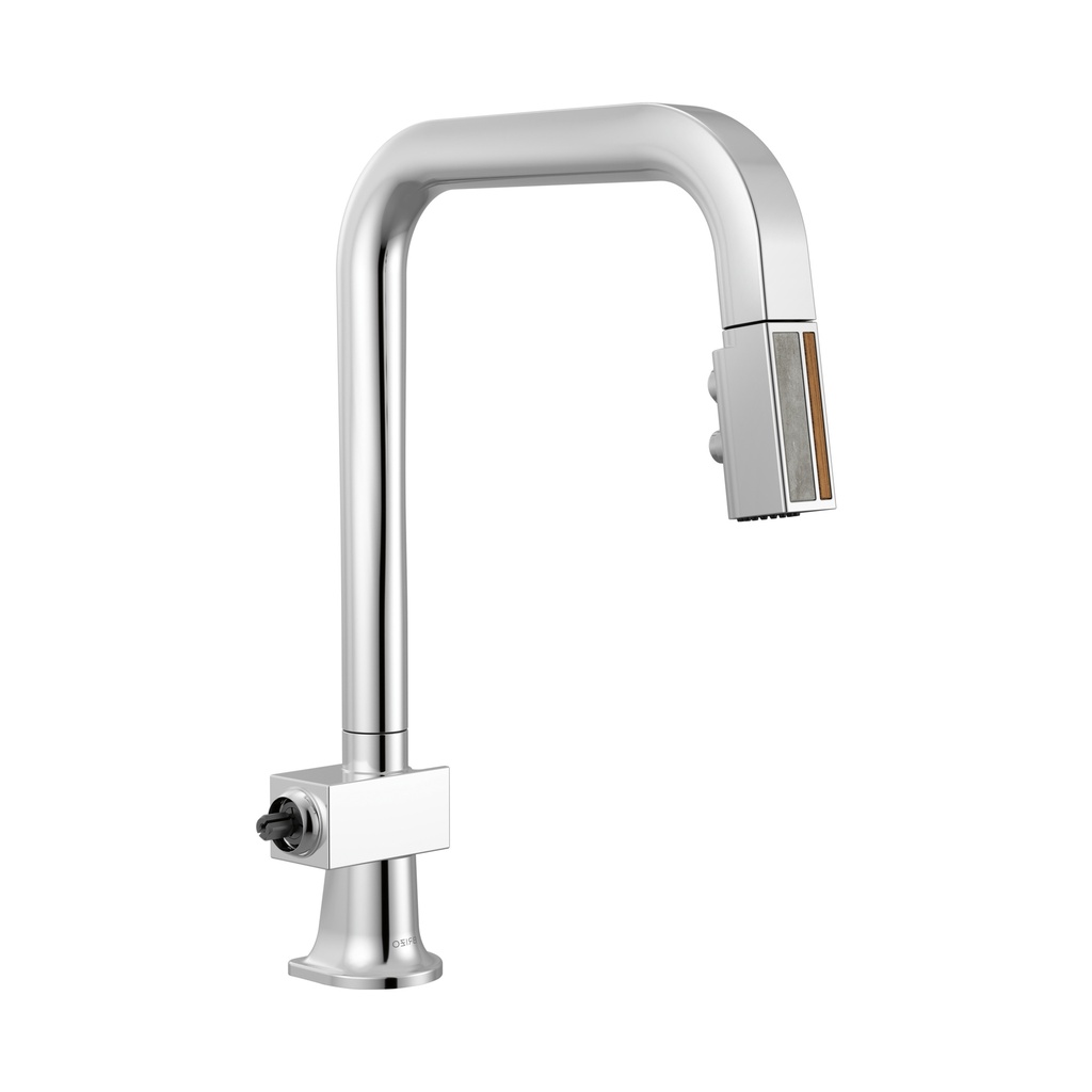 Brizo 63023LF-PCWDLHP Pull-Down Faucet With Square Spout Less Handle Polished Chrome Wood