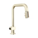 Brizo 63023LF-PNWDLHP Pull-Down Faucet With Square Spout Less Handle Brilliance Polished Nickel Wood